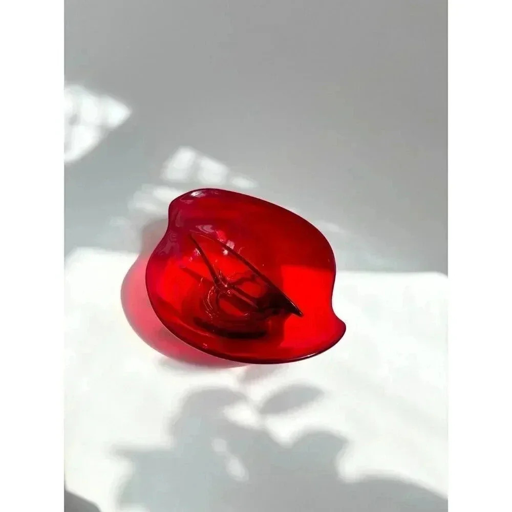 MCM Epic Viking Glass Co. Divided Ruby Red Dish - Picture 9 of 9